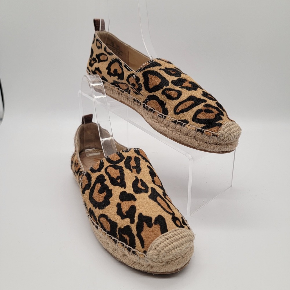 Sam Edelman Women's Khloe Leopard Print Calf Hair Slip On Espadrilles Size 7.5M